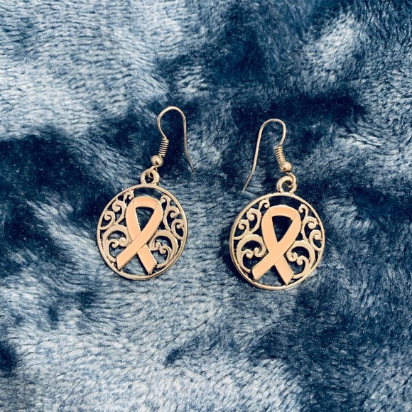 Jewelry - Pink ribbon cancer awareness earrings